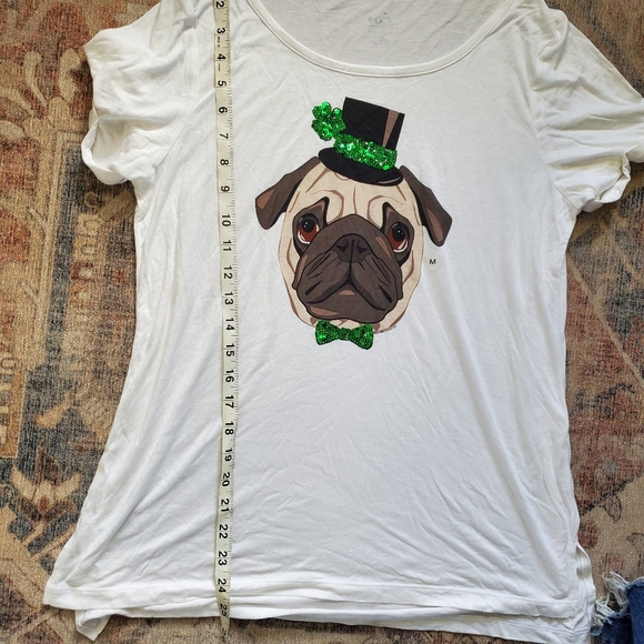 SOHO jeans tee shirt pug dog pug st Patrick's Day hat M - Picture 7 of 10